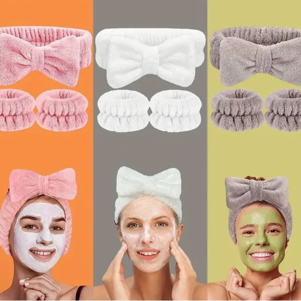 Women’s fuzzy headband & wrist bands for face washing